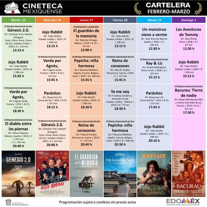 Cartelera Cineteca Mexiquense