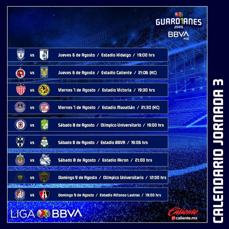 Liga MXFechas y horarios de la jornada 3
