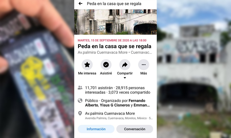 Realizarán fiesta masiva clandestina en Casa Embrujada de Cuernavaca