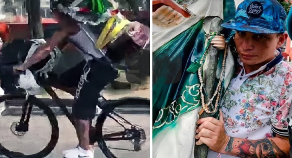 Entrevistan a ciclista que se estrello con inmenso San Judas || VIDEO