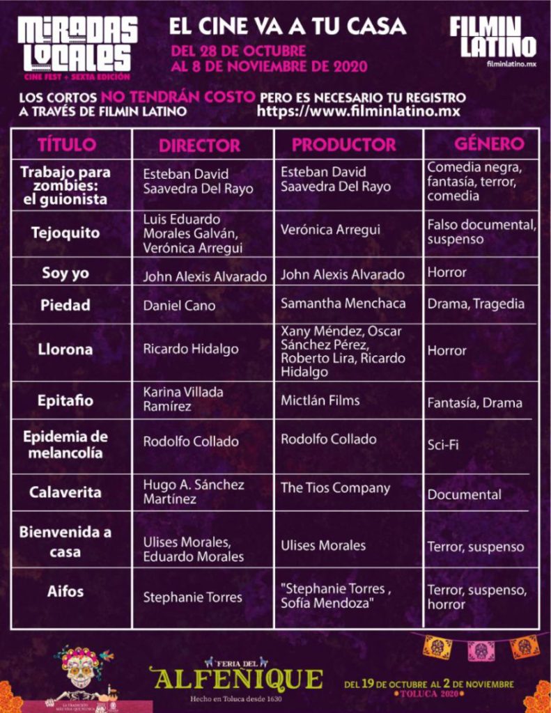 Con el festival cultural del alfeñique el cine va a tu casa