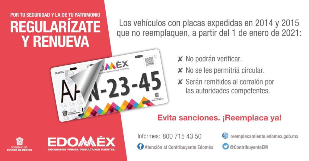 Conoce cómo obtener descuento en Reemplacamiento EDOMEX 2021-1