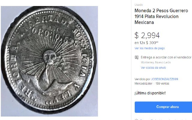 Esta moneda se 2 pesos se puede vender hasta en 3 mil dependiendo del estado en el que se encuentre