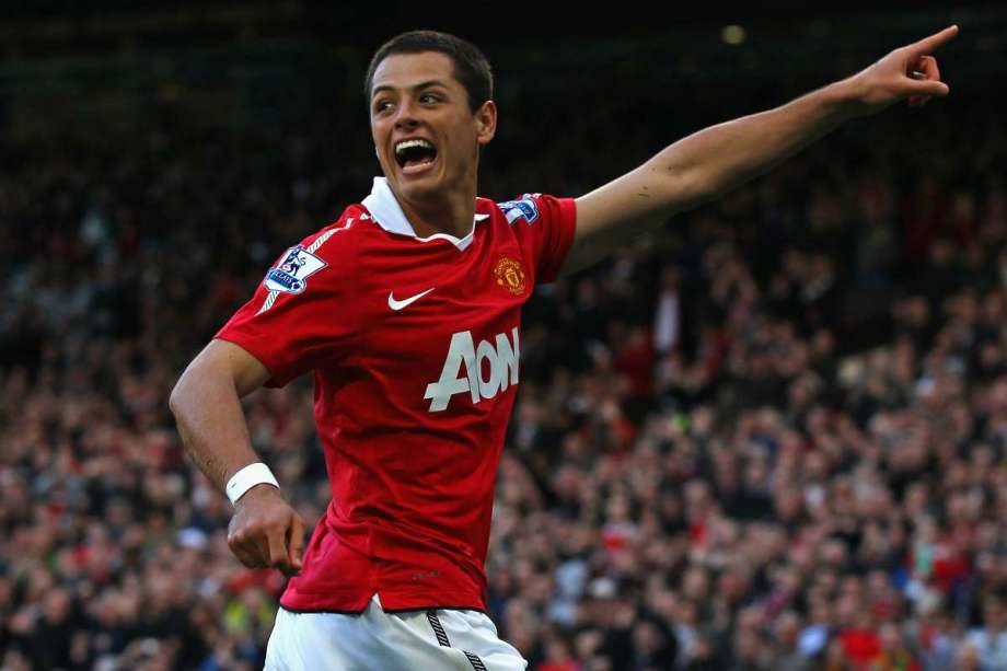 La alegría de Javier Hernández en su paso por el Manchester United.