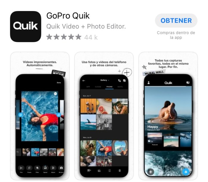 captura de pantalla de la aplicación quick