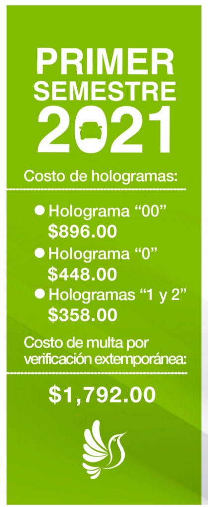 consulta en esta imagen las fechas, hologramas, mes que te tocará para realizar la verificación vehicular en el Estado de México. Además, podrás consultar los precios de este trámite