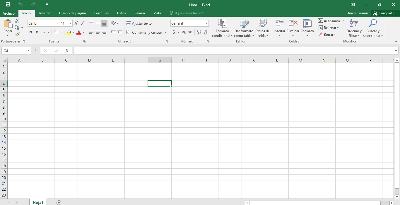 Captura de pantalla de un documento nuevo de word