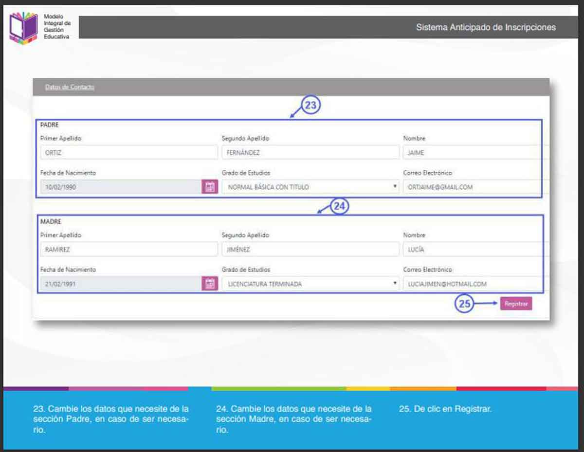 SAID edomex captura de pantalla para modificar los datos de contacto