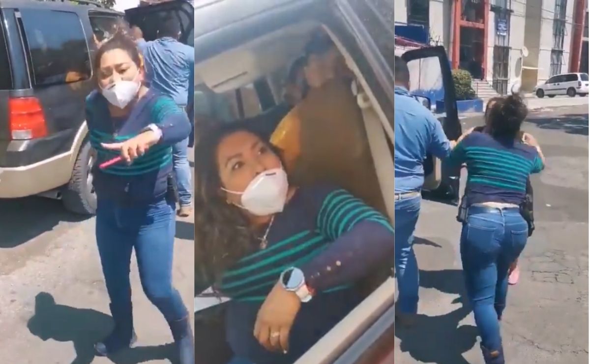 En un video se observa a una supuesta policía ministerial que detiene a un hombre sin aparente causa, por lo que fue apodada como Lady Pistola.