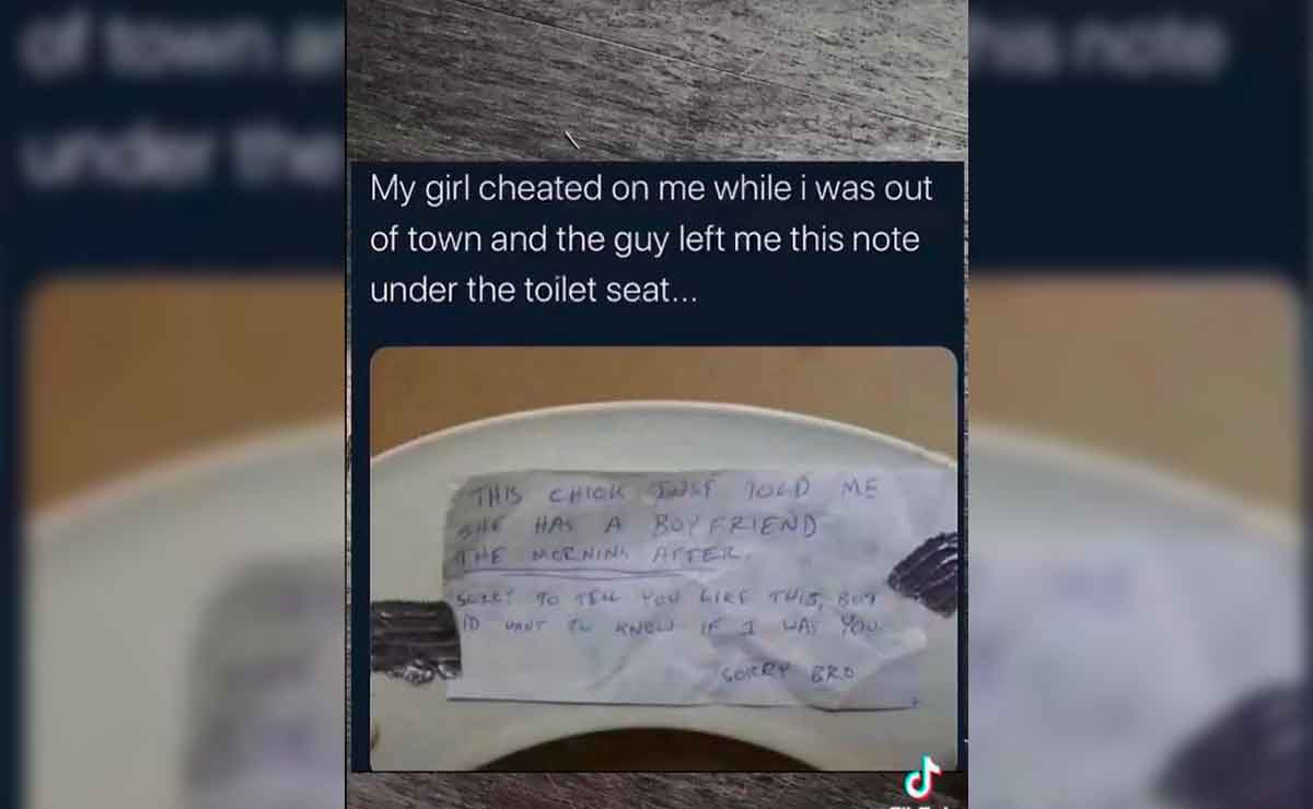 Novio descubre que su novia lo engaña gracias a una nota en el baño.