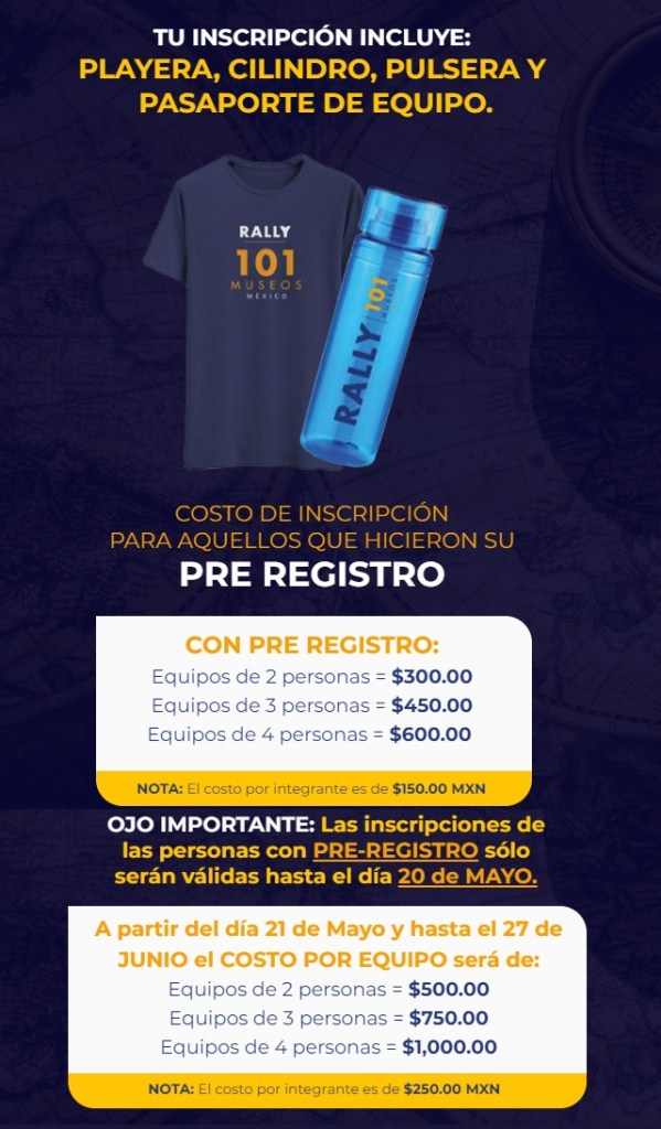 costos de inscripcion rally museos en cdmx 2021
