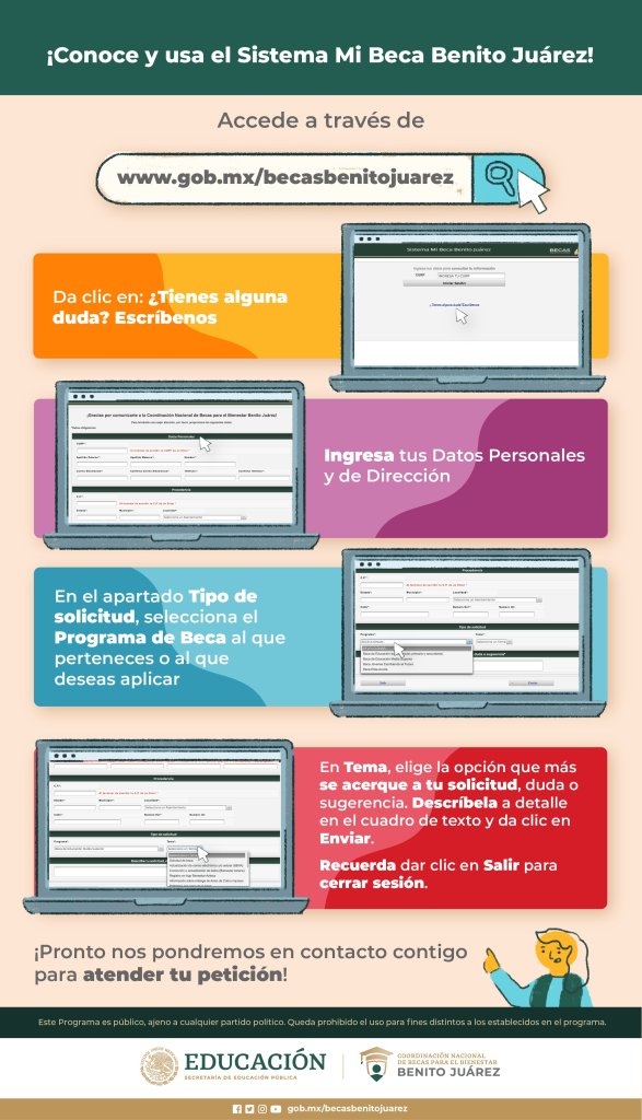 Becas Benito Juárez Qué hacer para solicitar apoyo de estatus, correcciones e inquietudes en plataforma sistema mi beca benito juárez