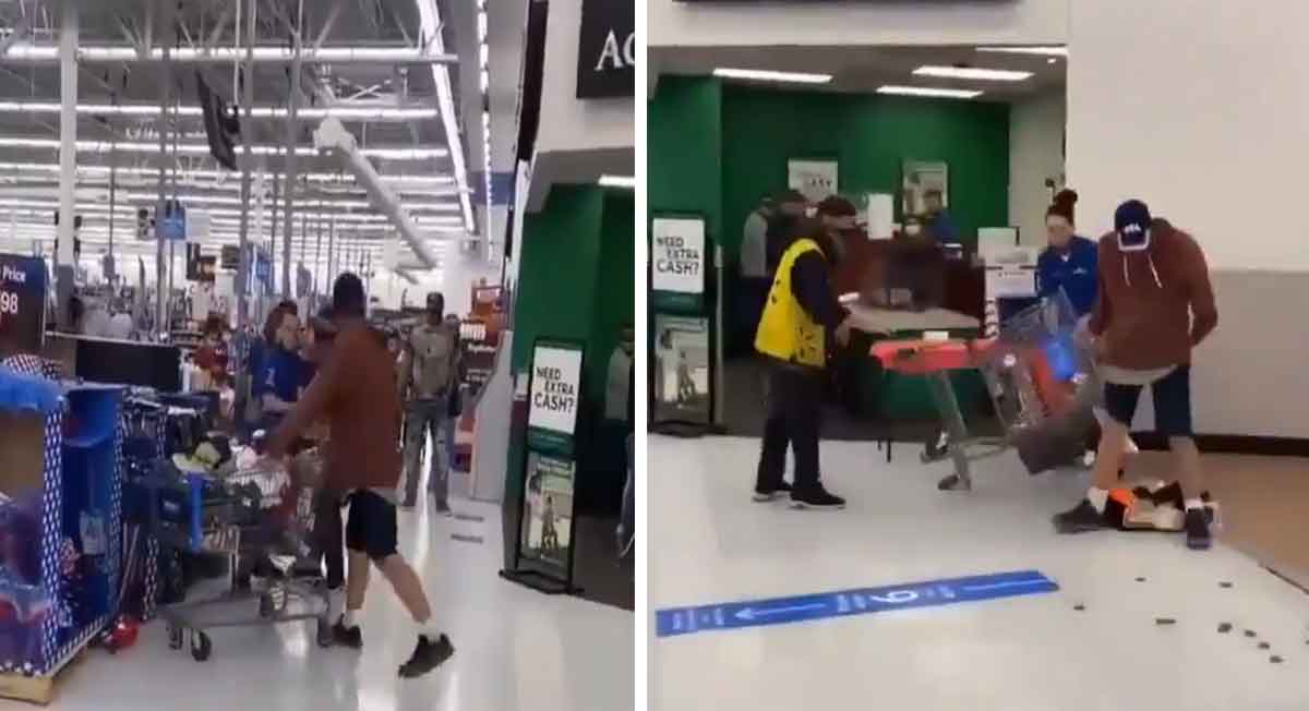 momento en que empleado de walmart golpea a cliente en sucrusal de wamart
