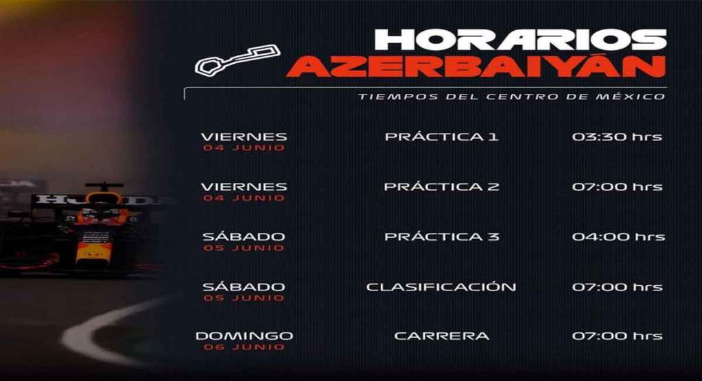 Horarios en México de la formula 1 del Gran Premio de Azerbaiyán 2021