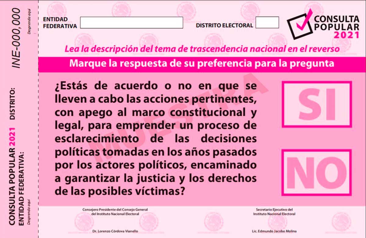 Circulan carteles en redes sociales para promover la consulta popular sobre el juicio a 5 expresidentes