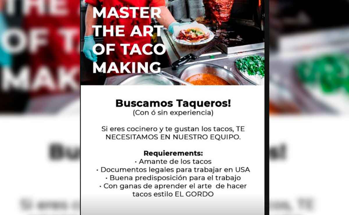 Trabaja como taquero en California.