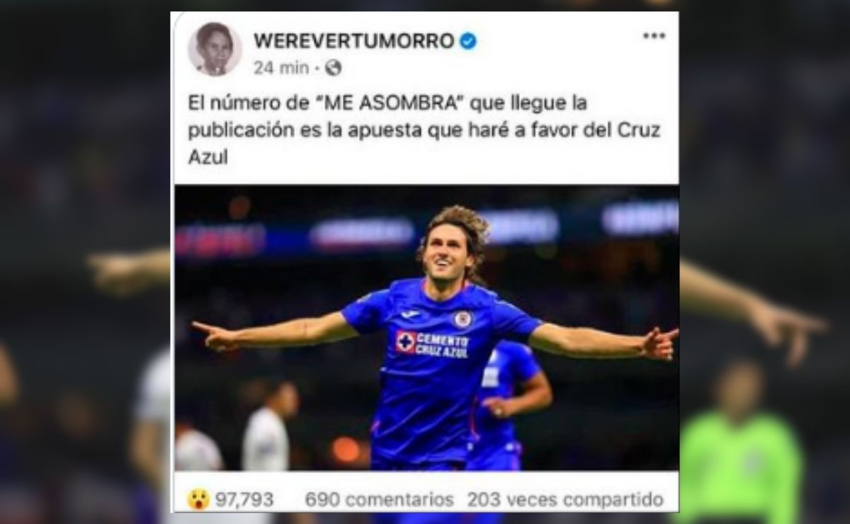A través de una publicación en Facebook, el Werevertumorro compartió una foto del futbolista Santiago Gimenez, donde señaló que cada "me asombra" sería un peso para apostarle al Cruz Azul.