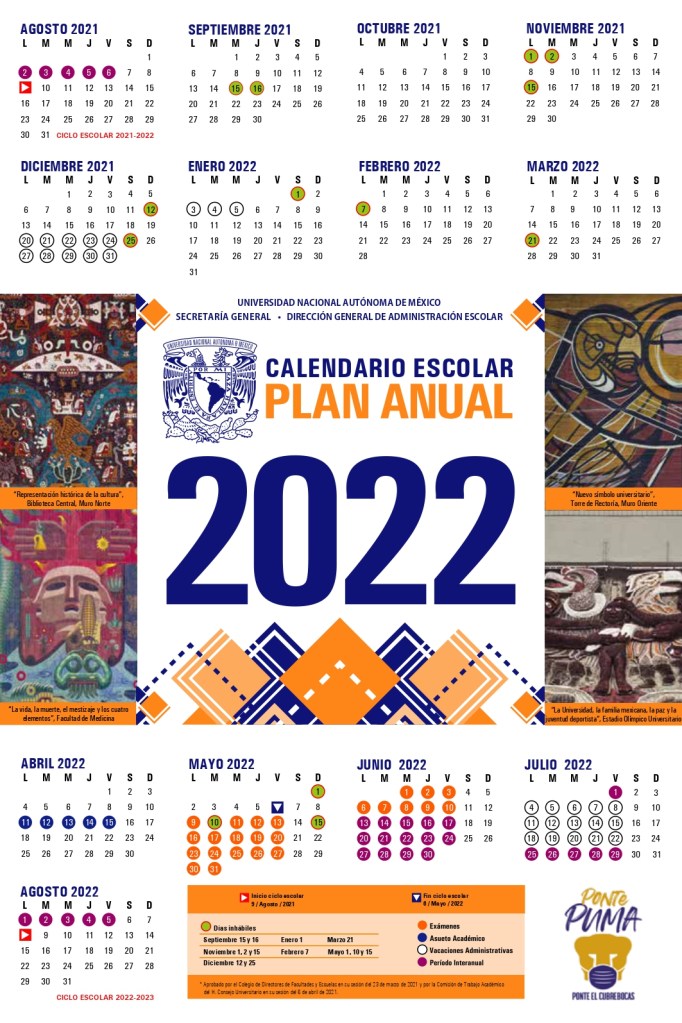 FCHAS IMPÓRTANTES DEL CALENDARIO ESCOLAR UNAM