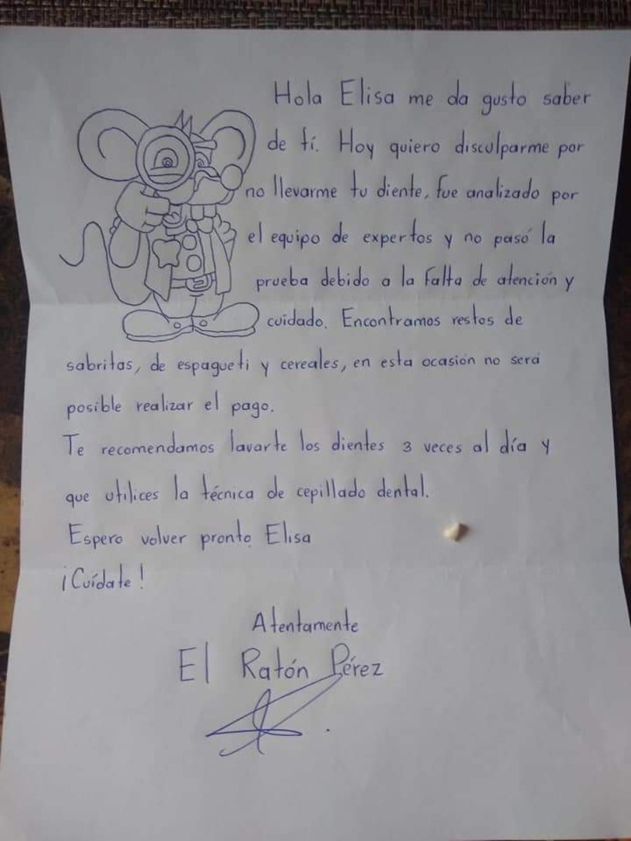 Ratón de los dientes se vuelve viral después de dejarle una carta a una niña